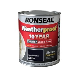Ronseal Exterior Wood Paint Windsor Blue Satin - 750ml